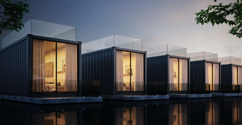container lake houses